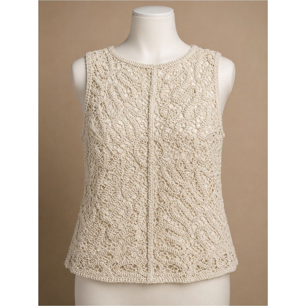 A New Day Cream Crochet Lace Tank Top XS NWT Boho Fully Lined Sleeveless